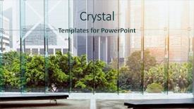  Presentation with hong kong - Presentation design having interior of modern building background and a sky blue colored foreground