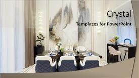  Presentation with dining - Theme having interior of modern dining room background and a soft green colored foreground