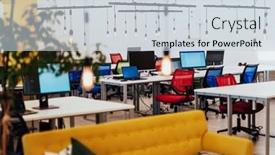  Presentation with interior design office - Presentation theme with interior-of-modern-empty-office background and a lemonade colored foreground