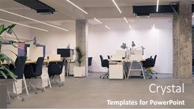  Presentation with coworking - Amazing slide deck having interior-of-modern-industrial-office backdrop and a gray colored foreground