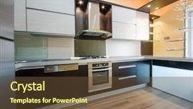  Presentation with interior - Amazing slide set having interior of modern kitchen backdrop and a tawny brown colored foreground