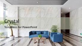  Presentation with modern building - Amazing presentation theme having interior of modern lobby backdrop and a mint green colored foreground