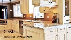  Presentation with granite - Colorful slide deck enhanced with interior of modern luxury kitchen backdrop and a coral colored foreground