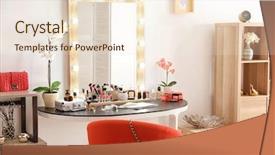  Presentation with salon - Audience pleasing PPT theme consisting of interior of modern makeup room backdrop and a lemonade colored foreground