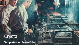  Presentation with meat beef - Beautiful theme featuring interior of modern restaurant backdrop and a tawny brown colored foreground