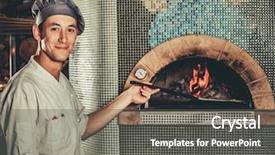  Presentation with italy food - Presentation design with interior of modern restaurant kitchen background and a gray colored foreground