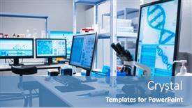  Presentation with genetic research - Audience pleasing theme consisting of interior-of-modern-scientific-research backdrop and a teal colored foreground