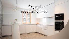  Presentation with kitchen design - Presentation design featuring interior of modern white kitchen background and a light gray colored foreground
