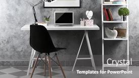  Presentation with interior designer - Audience pleasing presentation theme consisting of interior of modern workplace for designer indoor backdrop and a gray colored foreground