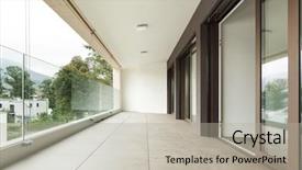  Presentation with apartment - Amazing PPT theme having interior of new apartment balcony backdrop and a light gray colored foreground