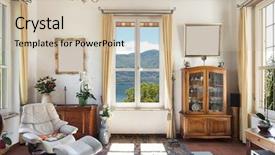  Presentation with old house - Slide set consisting of interior of old house classic background and a soft green colored foreground