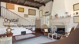  Presentation with old house - PPT theme enhanced with interior of old house classic background and a mint green colored foreground