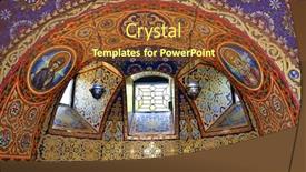  Presentation with christian church - Presentation theme enhanced with interior of orthodox christian st george church in topola serbia background and a tawny brown colored foreground