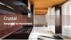  Presentation with interior - Colorful PPT theme enhanced with interior of private house kitchen backdrop and a  colored foreground