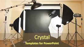  Presentation with professional - Audience pleasing PPT theme consisting of interior of professional photo studio backdrop and a tawny brown colored foreground