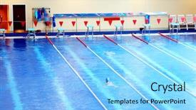  Presentation with swimming pool - Audience pleasing presentation consisting of sound - communication different wireless devices  backdrop and a gray colored foreground