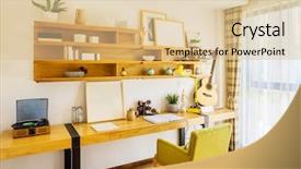  Presentation with villa - Amazing presentation design having interior of reading room backdrop and a lemonade colored foreground