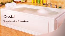  Presentation with tub - Presentation design consisting of interior of sauna tub with candle background and a lemonade colored foreground