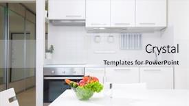  Presentation with vegetables - Colorful presentation theme enhanced with interior of small white kitchen backdrop and a light gray colored foreground