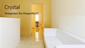  Presentation with waiting room - Audience pleasing PPT theme consisting of interior of spa salon waiting room backdrop and a yellow colored foreground