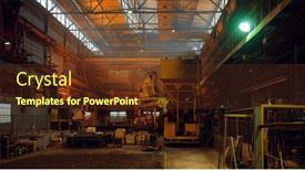 Presentation with metallurgical - Cool new slides with interior-of-steel-factory-metallurgical backdrop and a tawny brown colored foreground