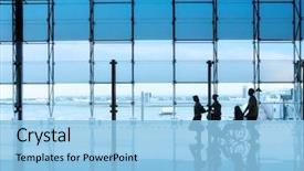  Presentation with disabled person - Presentation having interior of the airport background and a light blue colored foreground