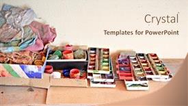  Presentation with artistic - Beautiful PPT theme featuring interior-of-the-artistic-workshop backdrop and a cream colored foreground