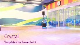  Presentation with empty space dance studio - Colorful slide set enhanced with interior of the dance studio backdrop and a pink colored foreground