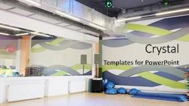  Presentation with empty space dance studio - Beautiful PPT theme featuring interior of the dance studio backdrop and a  colored foreground