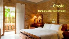  Presentation with room interior design - Colorful slide deck enhanced with interior of the hotel room backdrop and a tawny brown colored foreground
