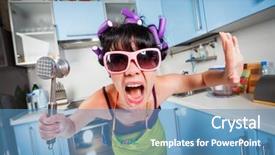  Presentation with family problems - Slide deck with interior of the kitchen family background and a teal colored foreground