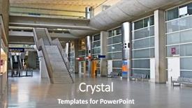  Presentation with airport - Colorful PPT theme enhanced with interior of the modern airport backdrop and a gray colored foreground