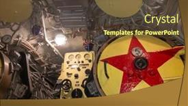  Presentation with submarine - Colorful presentation design enhanced with interior-of-the-old-submarine backdrop and a tawny brown colored foreground