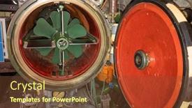  Presentation with submarine - Theme having interior-of-the-old-submarine background and a tawny brown colored foreground