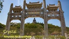  Presentation with hong kong - PPT layouts consisting of interior-of-the-po-lin background and a tawny brown colored foreground