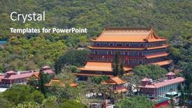  Presentation with hong kong - Theme with interior-of-the-po-lin background and a tawny brown colored foreground