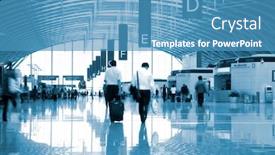  Presentation with shanghai - Audience pleasing slides consisting of interior of the pudong airport in shanghai china backdrop and a teal colored foreground