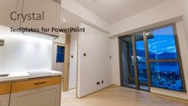  Presentation with room - Beautiful PPT layouts featuring interior-of-the-room backdrop and a mint green colored foreground