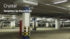  Presentation with garage car - Audience pleasing PPT theme consisting of interior of underground car garage backdrop and a dark gray colored foreground