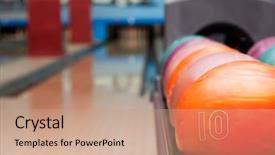  Presentation with bowling - Theme featuring interior of vintage bowling hall background and a coral colored foreground
