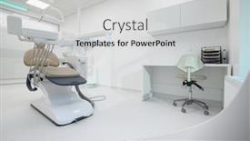  Presentation with dentistry - Presentation design having interior-of-white-modern-dentistry background and a light gray colored foreground