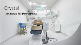  Presentation with medical equipment - Presentation theme featuring interior-of-white-modern-dentistry background and a light gray colored foreground