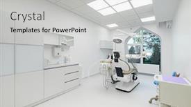  Presentation with medical equipment - Beautiful presentation design featuring interior-of-white-modern-dentistry backdrop and a light gray colored foreground