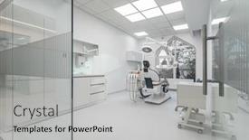  Presentation with dentistry - Colorful presentation enhanced with interior-of-white-modern-dentistry backdrop and a light gray colored foreground