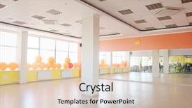  Presentation with dance - PPT theme having interior of yoga dance classroom background and a lemonade colored foreground