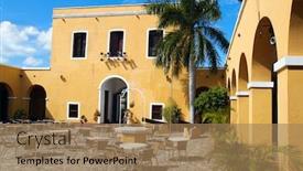  Presentation with colonial - Theme consisting of interior patio in a old colonial house today this is a restaurant trinidad cuba background and a coral colored foreground