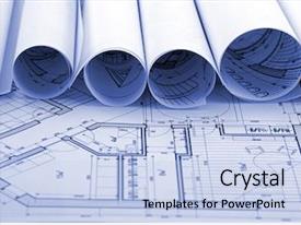 Interior Project Rolls Of Architecture Blueprint House PPT template 50 ...