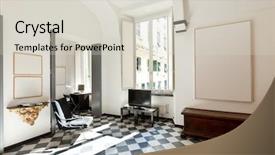  Presentation with waiting room furniture - Presentation design having interior room with nice furniture background and a lemonade colored foreground