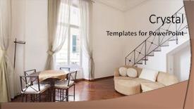  Presentation with waiting room furniture - Colorful presentation design enhanced with interior room with nice furniture backdrop and a  colored foreground