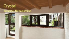  Presentation with rustic - Slides having interior rustic house entrance door view garden background and a tawny brown colored foreground